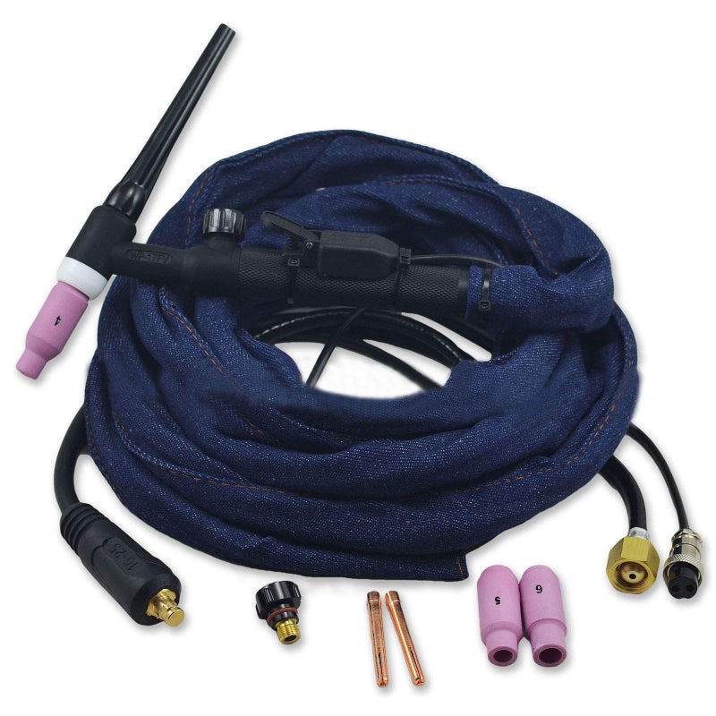 RIVERWELD WP17FV SR17FV TIG Welding Torch Complete Flexible Head with Valve 150Amp AirCooled Electric Cable Wire 10mm Connector M1615 2pins Plug DKJ1025mm 12 Feet 4 Meters