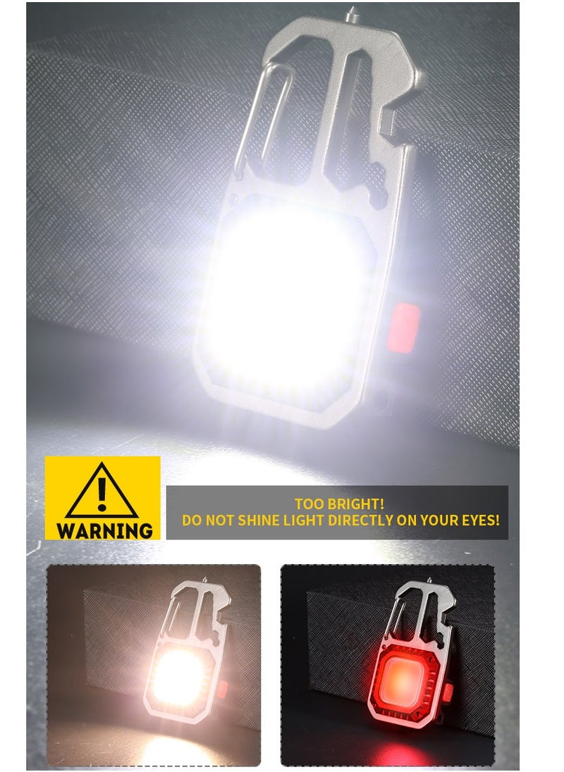 Generic - Portable Keychain with COB LED Light, 6 Modes - Black - Image 1