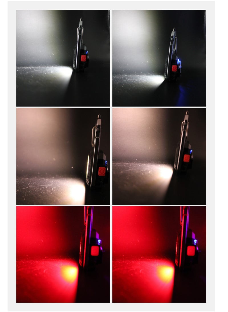 Generic - Portable Keychain with COB LED Light, 6 Modes - Black - Image 1
