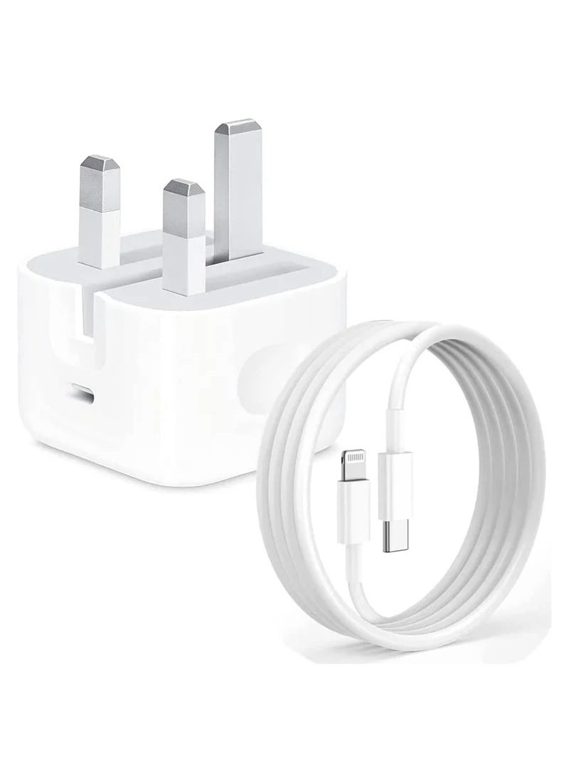 Generic - iPhone 20W Fast Charger | USB C Wall Fast Charger with USB C to Lightning Cable Compatible with iPhone 14/14 Pro/14 Pro Max/13/12/SE2020/11/XR/XS Max/X/iPad - Image 1