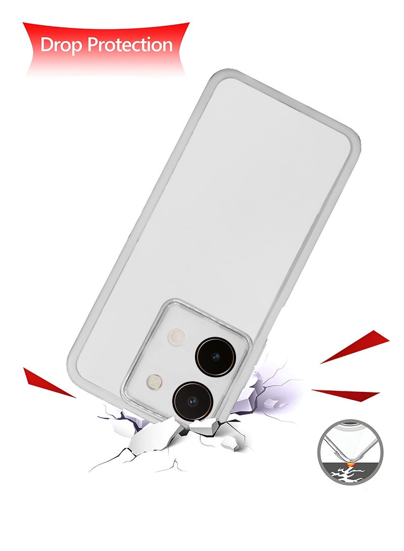 Wtech vivo Y28 4G 2024 Soft Transparent TPU Silicone Ultra Thin Phone Stylish Electroplated Camera Border Back Case Cover - White - Image 3