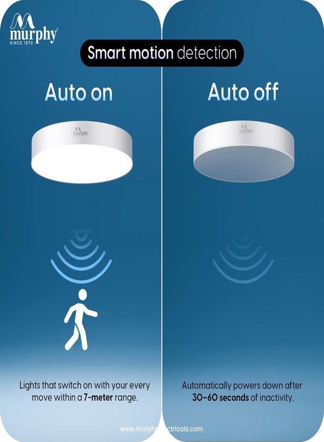 Murphy 10W Surface Mounted Rimless Radar Motion Sensor LED Light (Cool White, Auto ON/Off, White Body)-Pack of 2 – Smart Ceiling Light for Indoor Use with 6-Month Warranty - Image 4