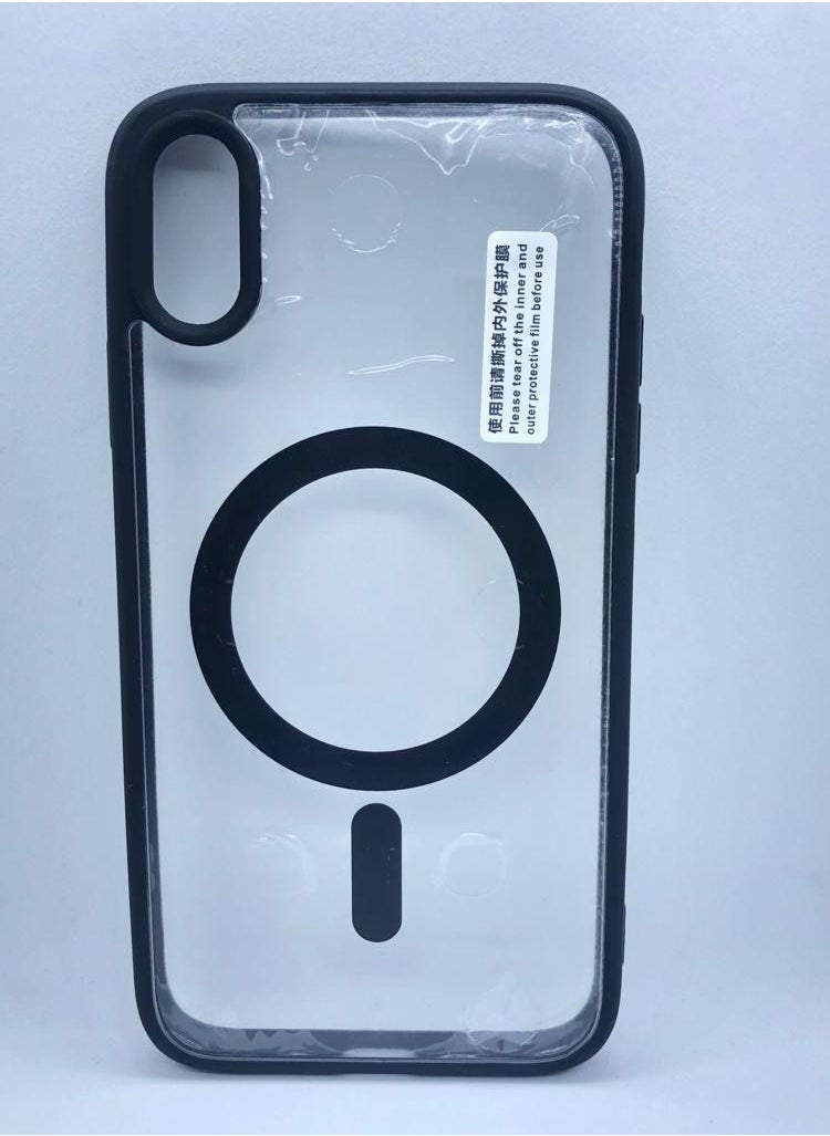 Generic - Magnetic Protective Case for iPhone XS Max, MagSafe Compatible, Matte Anti-Scratch Plastic with Soft Thermal Polyurethane Edges black - Image 1