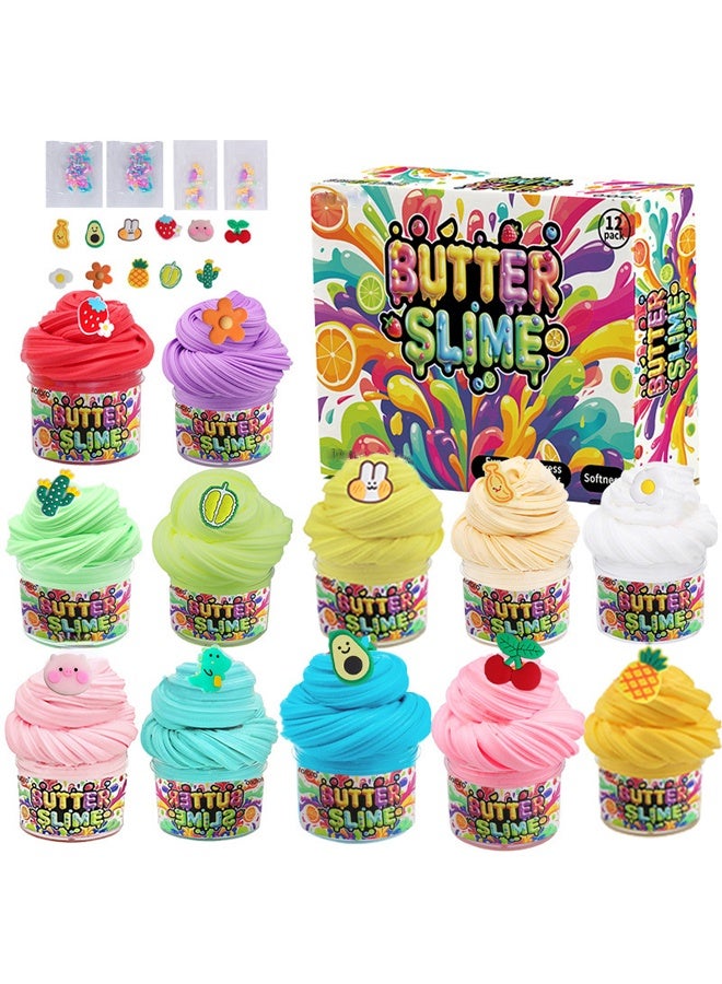 12 قطعة زبدة عطرة الخلع مجموعة - DIY لعب البتي للأطفال في أعمار 6 + - ناعمة، غير لاصقة تخفيف الإجهاد الخلع مع 12 ألوان حيوية وعطر الزبدة - يتضمن براقة، حبات الرغوة وأدوات الخلط - الحفلات المفضلة، هدايا عيد الميلاد للبنات والفتيان - Image 1