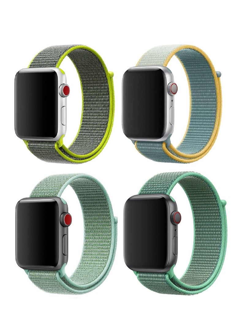 CATANES - 4Pack Apple Watch 38mm 40mm 41mm Nylon Sport Loop Band Compatible with iWatch Series 7/SE/6/5/4/3/2/1 Green - Image 1