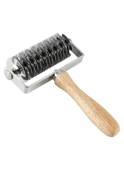 Stainless Steel Lattice Dough Roller Cutter, Pizza Dough Roller Cutter with Wood Handle, Cookie Pie Pizza Bread Pastry Crust Roller Cutter, Time-Saver Pastry Tool