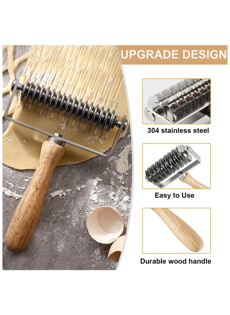 Generic - Stainless Steel Lattice Dough Roller Cutter, Pizza Dough Roller Cutter with Wood Handle, Cookie Pie Pizza Bread Pastry Crust Roller Cutter, Time-Saver Pastry Tool - Image 1