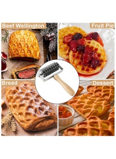 Generic Stainless Steel Lattice Dough Roller Cutter, Pizza Dough Roller Cutter with Wood Handle, Cookie Pie Pizza Bread Pastry Crust Roller Cutter, Time-Saver Pastry Tool  - Image 4