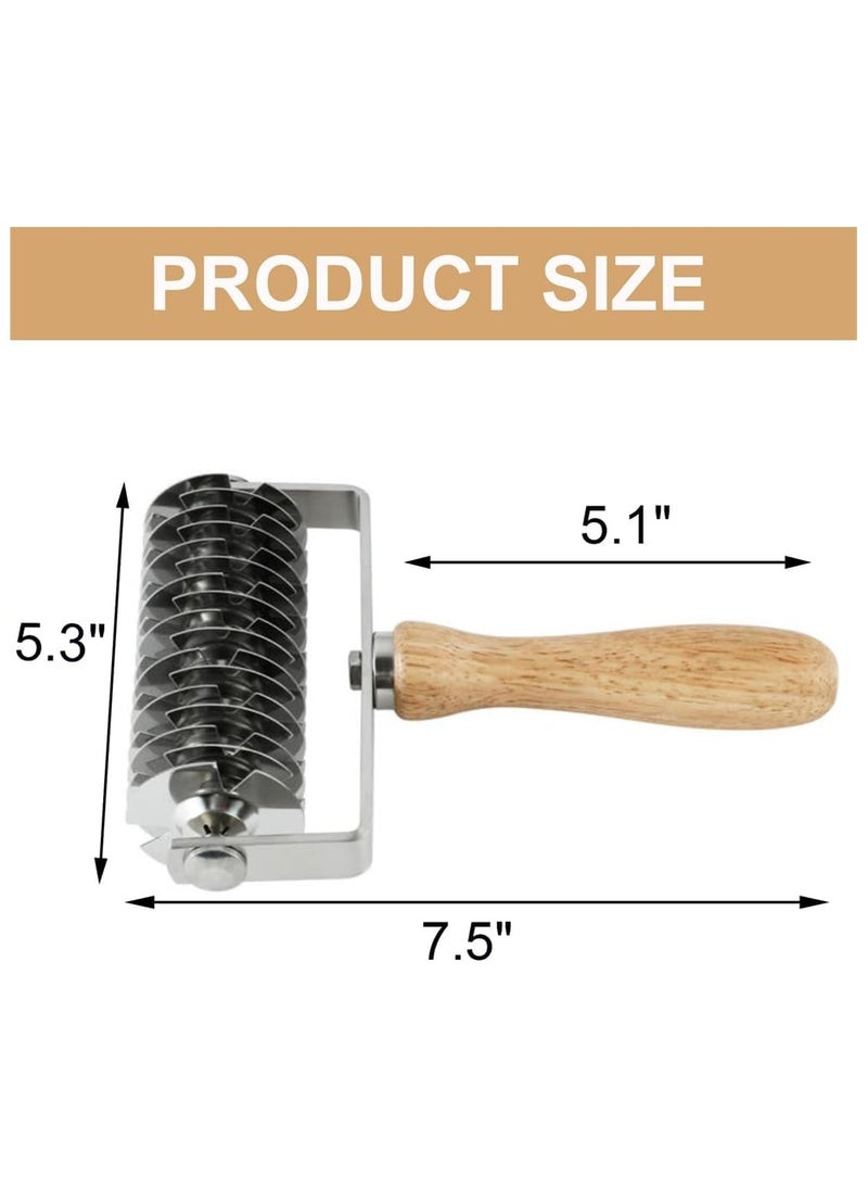 Generic - Stainless Steel Lattice Dough Roller Cutter, Pizza Dough Roller Cutter with Wood Handle, Cookie Pie Pizza Bread Pastry Crust Roller Cutter, Time-Saver Pastry Tool - Image 1