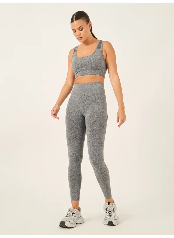 Styli Styli Active Seamless Back Teardrop Cut Out Sports Bra and Jacquard Leggings Set