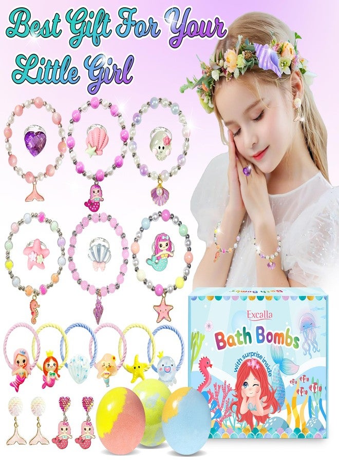 Excalla Bath Bombs for Girls Kids with Surprise Inside, 20 Pcs Fun Princess Fizzy Bath Bomb with Jewelry Toys, Mermaid Gifts for Daughter Granddaughter Niece, Girls Gift Set for Birthday Christmas - Image 2
