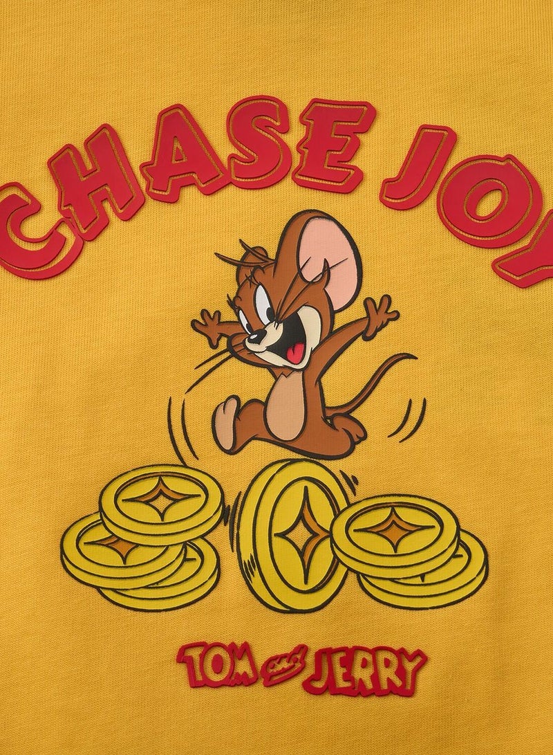 جيوردانو تيشيرت مطبوع توم وجيري مطاردة السعادة للأطفال - Image 4