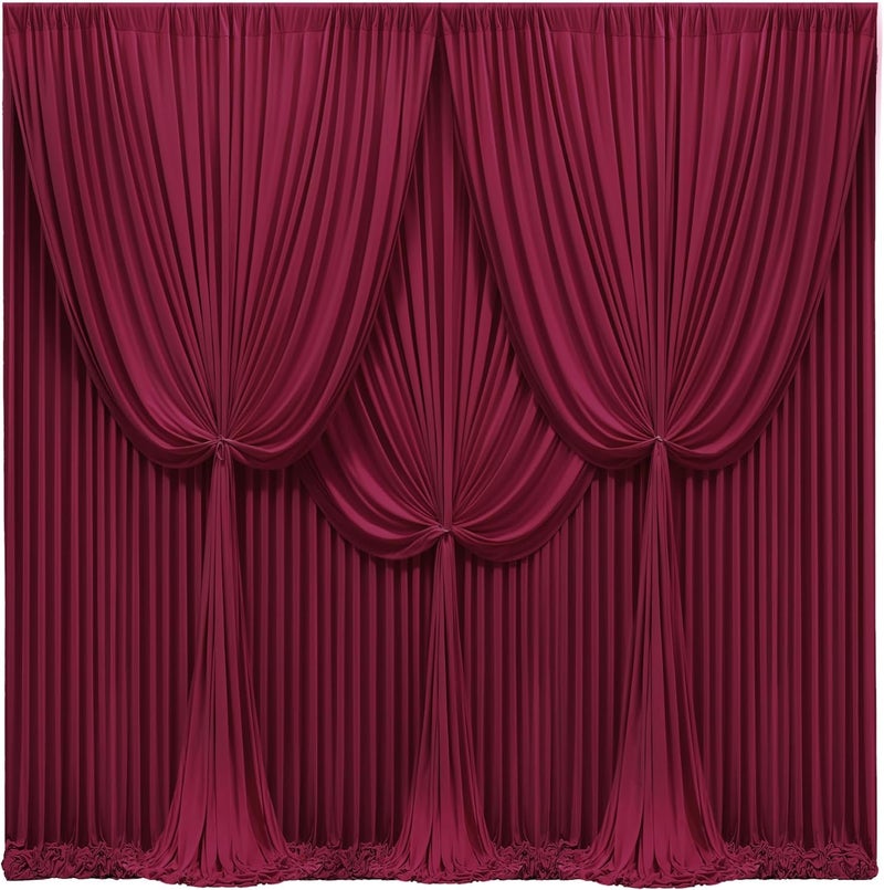PARTISKY 40x10FT Burgundy Backdrop Curtains for Wedding Parties, Wrinkle Free Polyester Photography Backdrop Drapes for Wedding Baby Shower Birthday Parties Stage Background Stand Decorations 4x10ft,10 Panels - Image 1