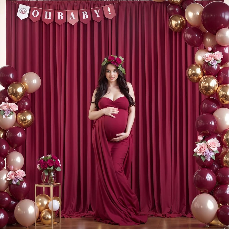 PARTISKY 40x10FT Burgundy Backdrop Curtains for Wedding Parties, Wrinkle Free Polyester Photography Backdrop Drapes for Wedding Baby Shower Birthday Parties Stage Background Stand Decorations 4x10ft,10 Panels - Image 4