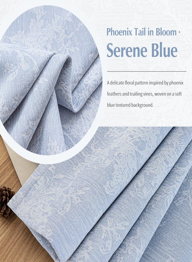 FMFUNCTEX Blue Floral Jacquard Blackout Curtains 84 Inches Long for Bedroom, Scroll Flower Chenille Farmhouse Curtains for Living Room Darkening Thermal Insulated Grommet Window Drapes 2 Panels - Image 4