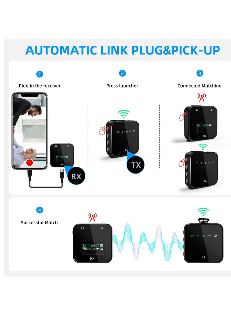 Anmi Wireless Lavalier Microphone, 2TX+1RX, 2.4G, For iPhone/Android, Professional Recording Mini Microphone for Interview YouTube Facebook Live-stream - Image 3