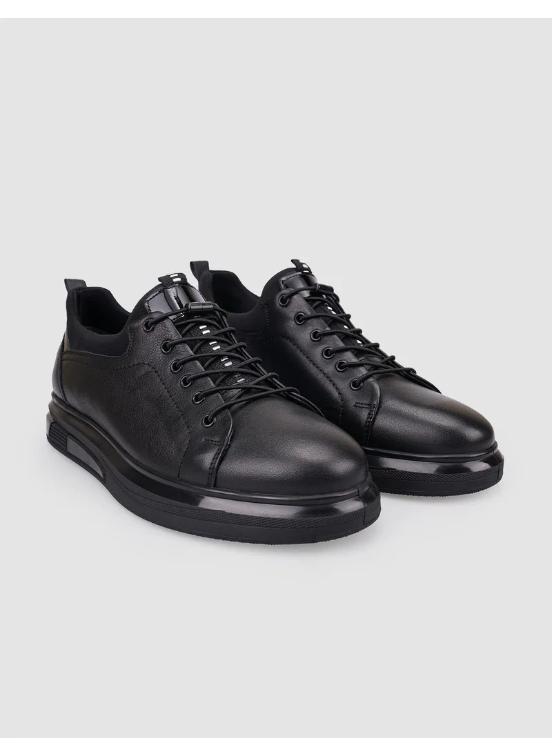 Cabani 100% Genuine Leather Black Lace-Up Men's Casual Shoes