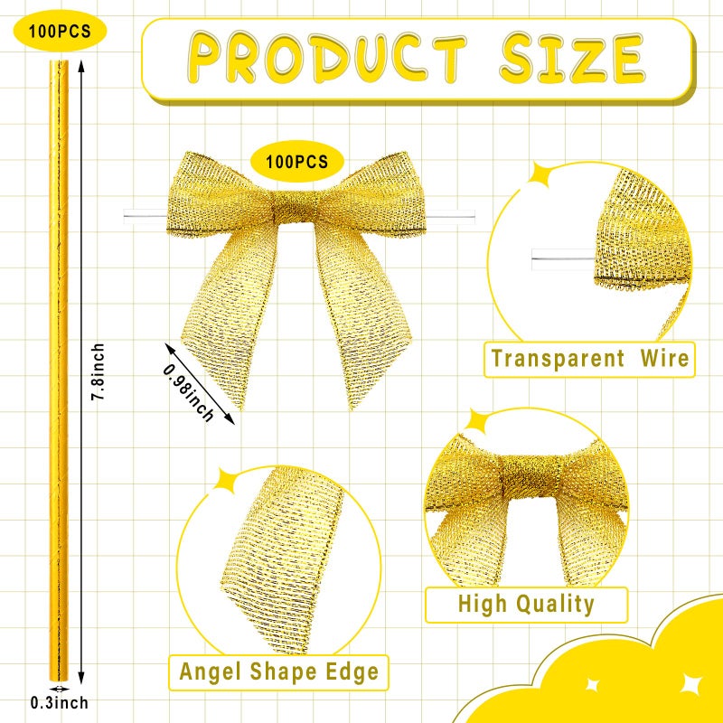 Jutom 200 عصي كعكة بوب وعبوات لتزيين كعكات بوب والحلويات واللولي بوب والشوكولاتة والبسكويت تشمل 100 رباط ساتان و100 مصاصة ورقية مخططة لوازم الحفلات (ذهبي) - Image 2