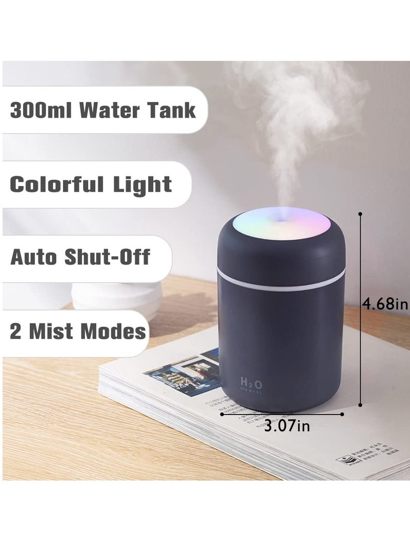 مرطب صغير ملون رائع ، موزع زيت عطري ، مرطب سطح مكتب شخصي مع منفذ USB عطري للسيارة ، غرفة المكتب ، غرفة النوم وما إلى ذلك ، وضعان قابلان للضباب (أزرق كحلي) - Image 4