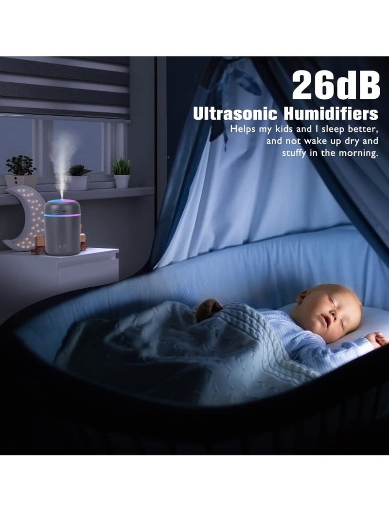 مرطب صغير ملون رائع ، موزع زيت عطري ، مرطب سطح مكتب شخصي مع منفذ USB عطري للسيارة ، غرفة المكتب ، غرفة النوم وما إلى ذلك ، وضعان قابلان للضباب (أزرق كحلي) - Image 3