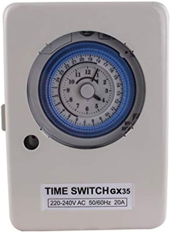 Royal Apex Mechanical Timer 24 Hours Daily Programmable Wall Mounted Timer Switch With Metal Body 230V 20A Gx-35B With Battery Backup  - Image 1