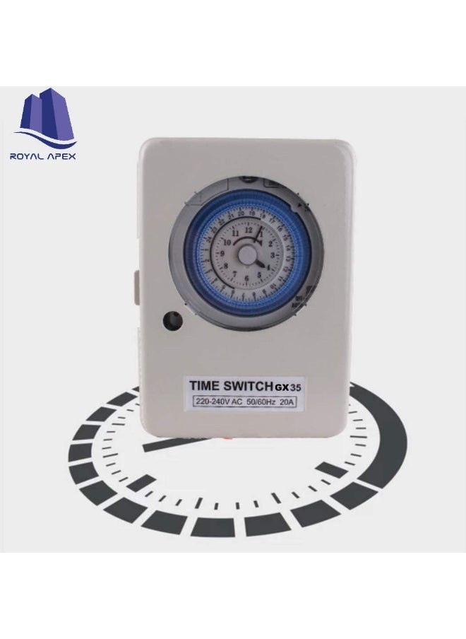 Royal Apex Mechanical Timer 24 Hours Daily Programmable Wall Mounted Timer Switch With Metal Body 230V 20A Gx-35B With Battery Backup  - Image 2