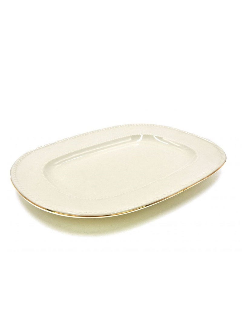 QUALITIER Qualitier Oval Platter Plate 33 cm Gold White 