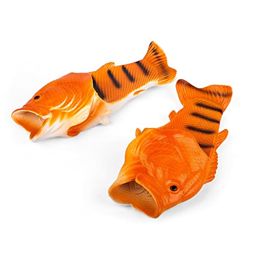 Coddies Fish Flip Flops - The Original Fish Slippers - Christmas Gift, Unisex Sandals, Bass Slides, Pool, Beach & Fishing Shoes (Orange | 10-11.5 Men | EU 44-45) - Image 1