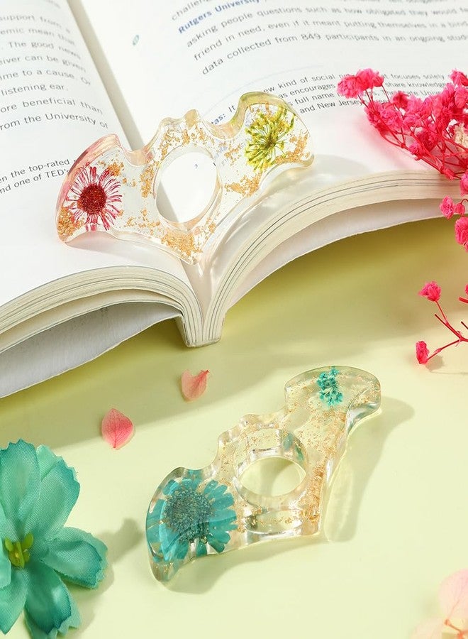 حامل صفحات كتاب، قطعتان، حامل صفحات كتاب للإبهام، مصنوع يدويًا من الزهور المجففة، حاملات فتاحات كتب، إكسسوارات كتب لمحبي القراءة، هدايا لمحبي الكتب، المعلمين، الأصدقاء، محبي الكتب، أصفر وأزرق أدبي - Image 2