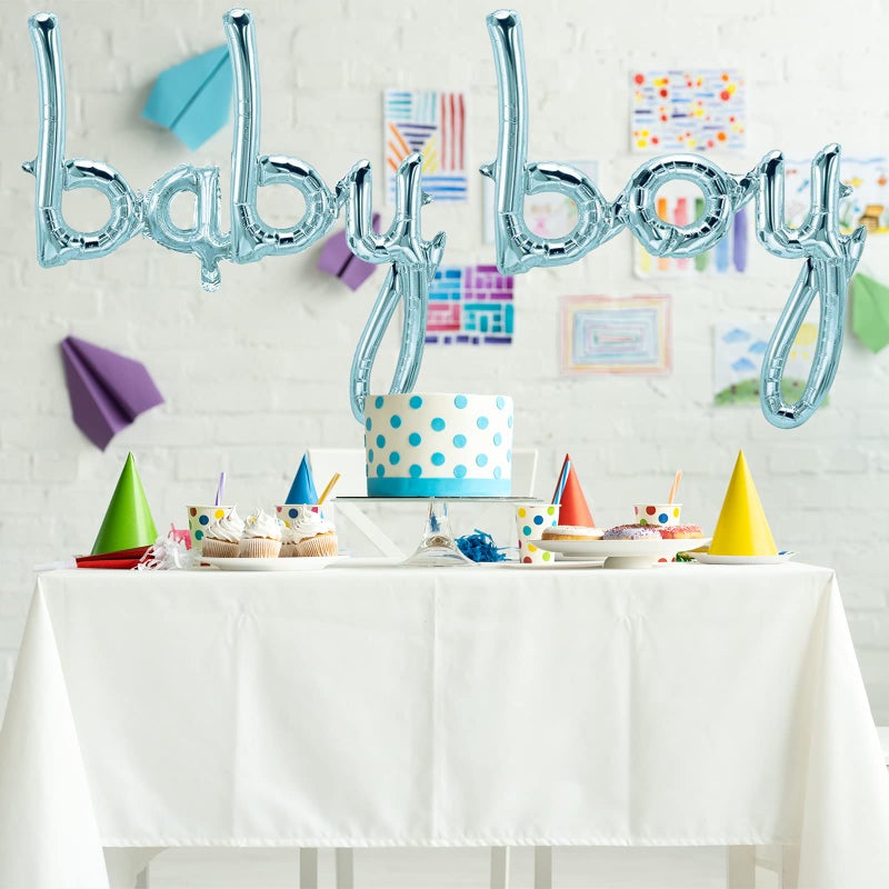 Tellpet Baby Boy Balloons, Blue Baby Boy Letter Balloon Baby Shower Decorations - Image 4