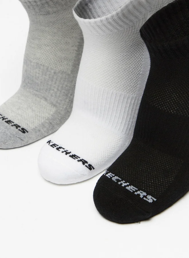 SKECHERS Logo Print Crew Length Sports Socks - Set of 3