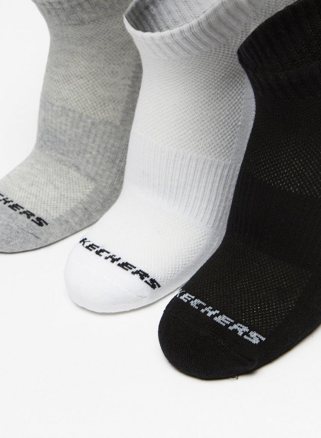 SKECHERS Logo Print Crew Length Sports Socks - Set of 3 - Image 2