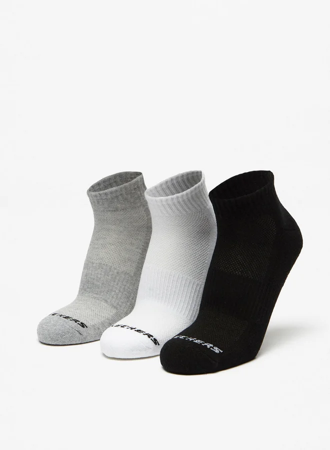 Logo Print Crew Length Sports Socks - Set of 3