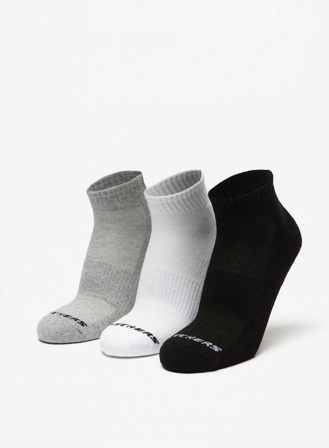 SKECHERS Logo Print Crew Length Sports Socks - Set of 3 - Image 1