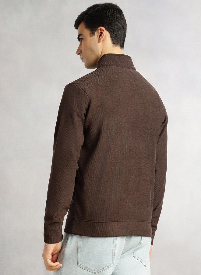 Thomas Scott Men's | Regular Fit | Long Sleeves | High Neck | Solid | 100% Polyester | Knitted | Sweatshirt | Dry Clean Only (TMSLSS02_Brown_2XL) - Image 4