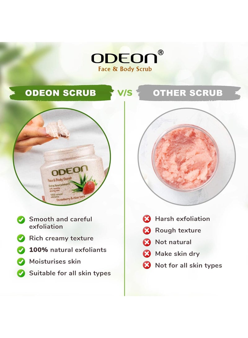 ODEON Strawberry and Aloe Vera Scrub (300ml) Scrub for a Smoother Complexion Tan Removal Bathing Scrub with Goodness of Real Strawberries and Aloe Vera's Calming Properties - Image 4