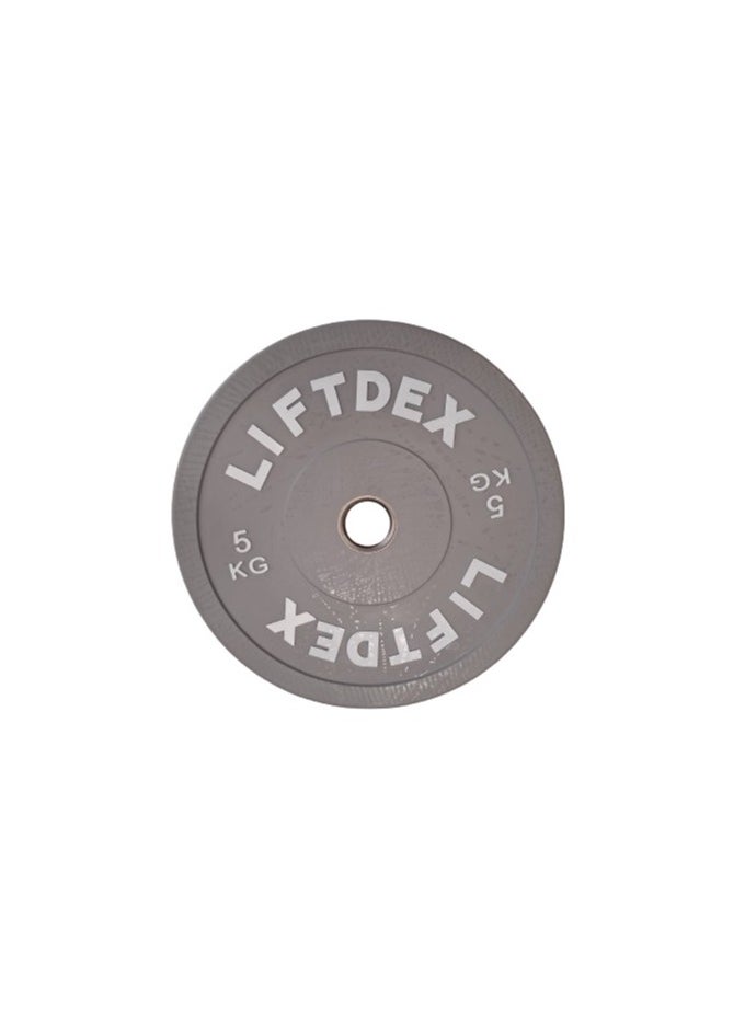 LIFTDEX 3D Rubber Bumper Olympic Weight Plates Set Of 2 Grey - 5 Kgs Each  - Image 3