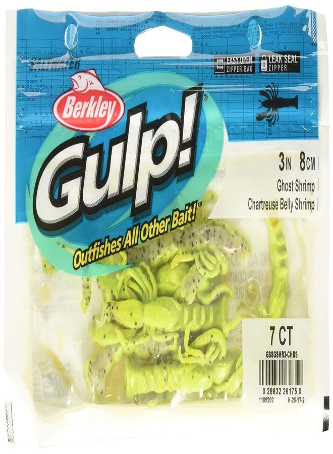 Berkley Gulp! Ghost Shrimp Chartreuse Belly, 3-Inch - Image 1