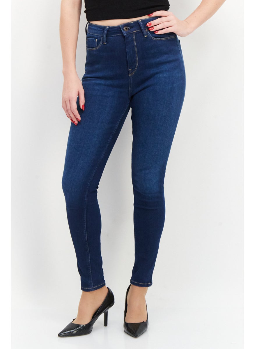 Pepe Jeans Women Skinny Fit Plain Stretchable Denim, Blue  - Image 1