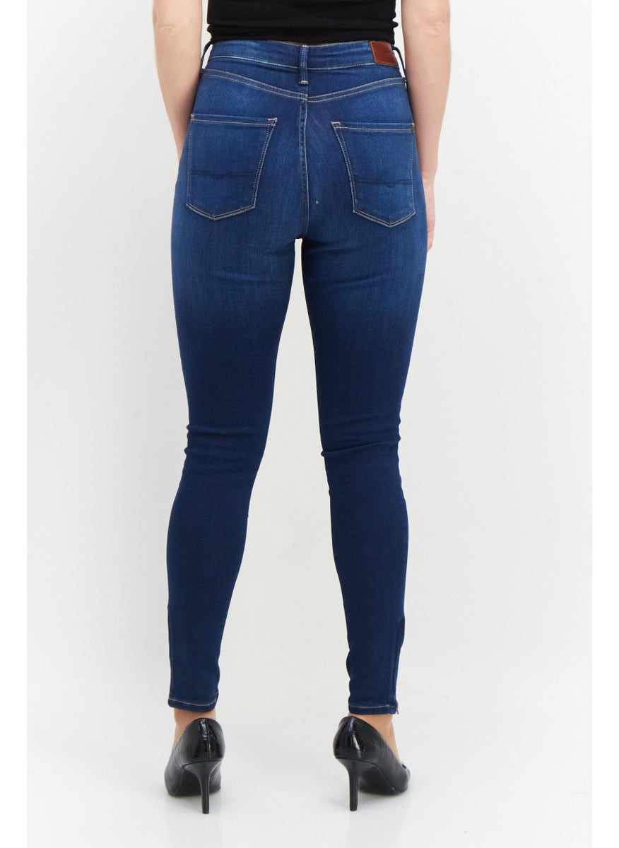 Pepe Jeans Women Skinny Fit Plain Stretchable Denim, Blue  - Image 2