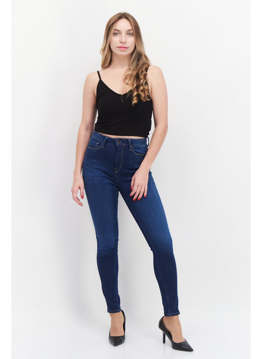 Pepe Jeans Women Skinny Fit Plain Stretchable Denim, Blue  - Image 4