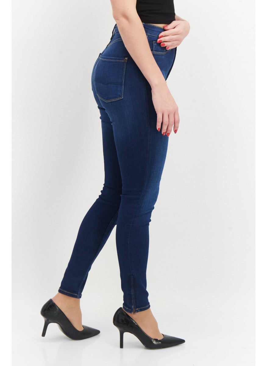 Pepe Jeans Women Skinny Fit Plain Stretchable Denim, Blue  - Image 3