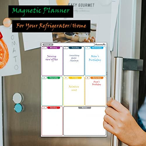 Awestuffs Magnetic Whiteboard Sheet for Fridge/Office/Metal Wardrobe - Stain Resistant Dry Erase Flexible Writing Whiteboard Sheet with 2 Marker Pens (Weekly Planner [31 x 23 cm] (Medium)) - Image 5