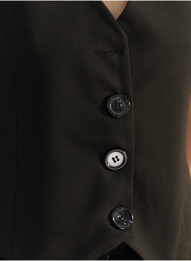 trendyol Black Premium Woven Vest with Buttons TWOAW24YE00061  - Image 4