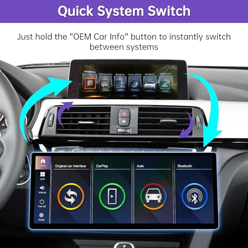 NINETOM 2026 Upgraded 12.3" Ultra-Narrow Touchscreen Wireless CarPlay Android Auto Receiver Compatible with BMW 3/4 Series F30/F31/F32/F33/F34/F36 (2017–2019), for EVO System - Image 4
