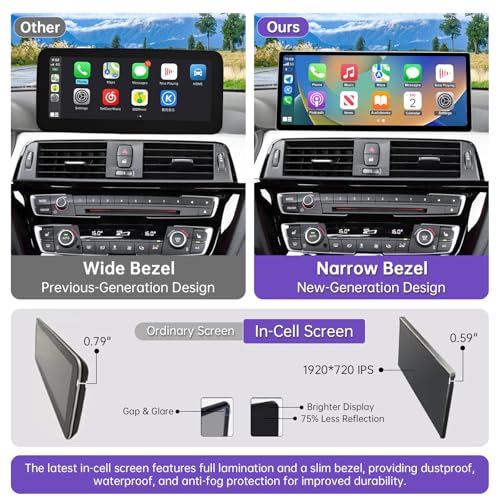 NINETOM 2026 Upgraded 12.3" Ultra-Narrow Touchscreen Wireless CarPlay Android Auto Receiver Compatible with BMW 3/4 Series F30/F31/F32/F33/F34/F36 (2017–2019), for EVO System - Image 5