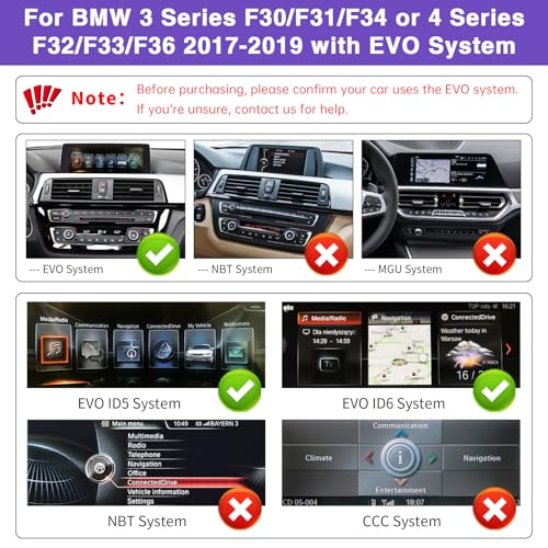 NINETOM 2026 Upgraded 12.3" Ultra-Narrow Touchscreen Wireless CarPlay Android Auto Receiver Compatible with BMW 3/4 Series F30/F31/F32/F33/F34/F36 (2017–2019), for EVO System - Image 2