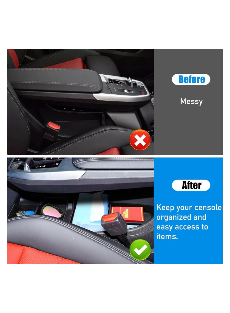 SOLARAE Compatible with BMW X1 Center Console Organizer Tray 2023 2024 U11, 2PCS Lower Console Organizer Tray, TPE Under Console Storage Box for 2023 2024 BMW X1 Accessories, Console Storage Box - Image 5