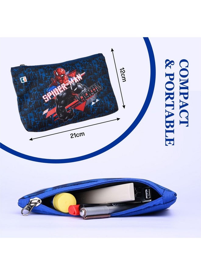 Kuber Industries Kuber Industries Pack of 2 Pencil Pouch | Square Stationary Pouch | Pen-Pencil Box for Kids | School Geometry Pouch | Pencil Utility Bag | Zipper Pencil Organizer | Marvel Spider-Man | Navy Blue  - Image 3