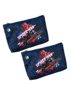 Kuber Industries Kuber Industries Pack of 2 Pencil Pouch | Square Stationary Pouch | Pen-Pencil Box for Kids | School Geometry Pouch | Pencil Utility Bag | Zipper Pencil Organizer | Marvel Spider-Man | Navy Blue  - Image 1